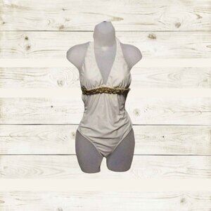 Ank by Mirla SabinoSz S womens 1 pc bathing suit Halter straps color off white